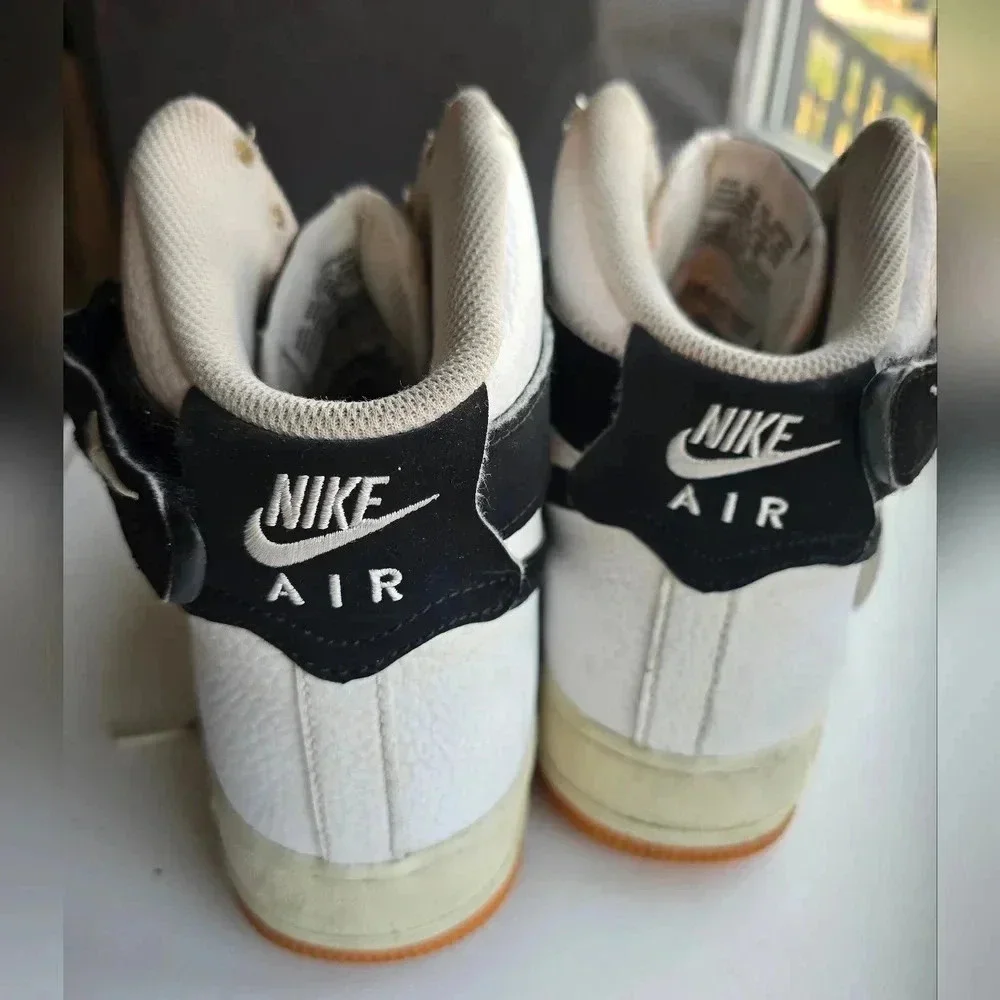 White/Black Nike Air Force 1 high-tops size US 9.5 Men's Basketball Shoes - Picture 2 of 10